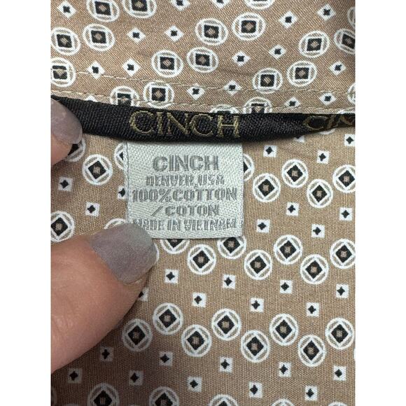 Cinch Men's Long Sleeve Brown Geo Print Western Button Up Shirt - Size XL - Picture 5 of 5